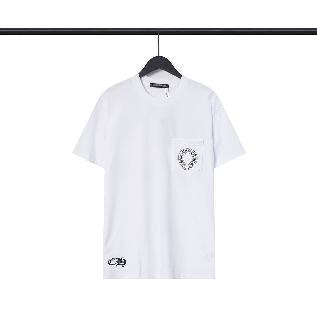 CHH Chrome Heart T Shirts Croix Cross Leather Printed Short Sleeve T-Shirt