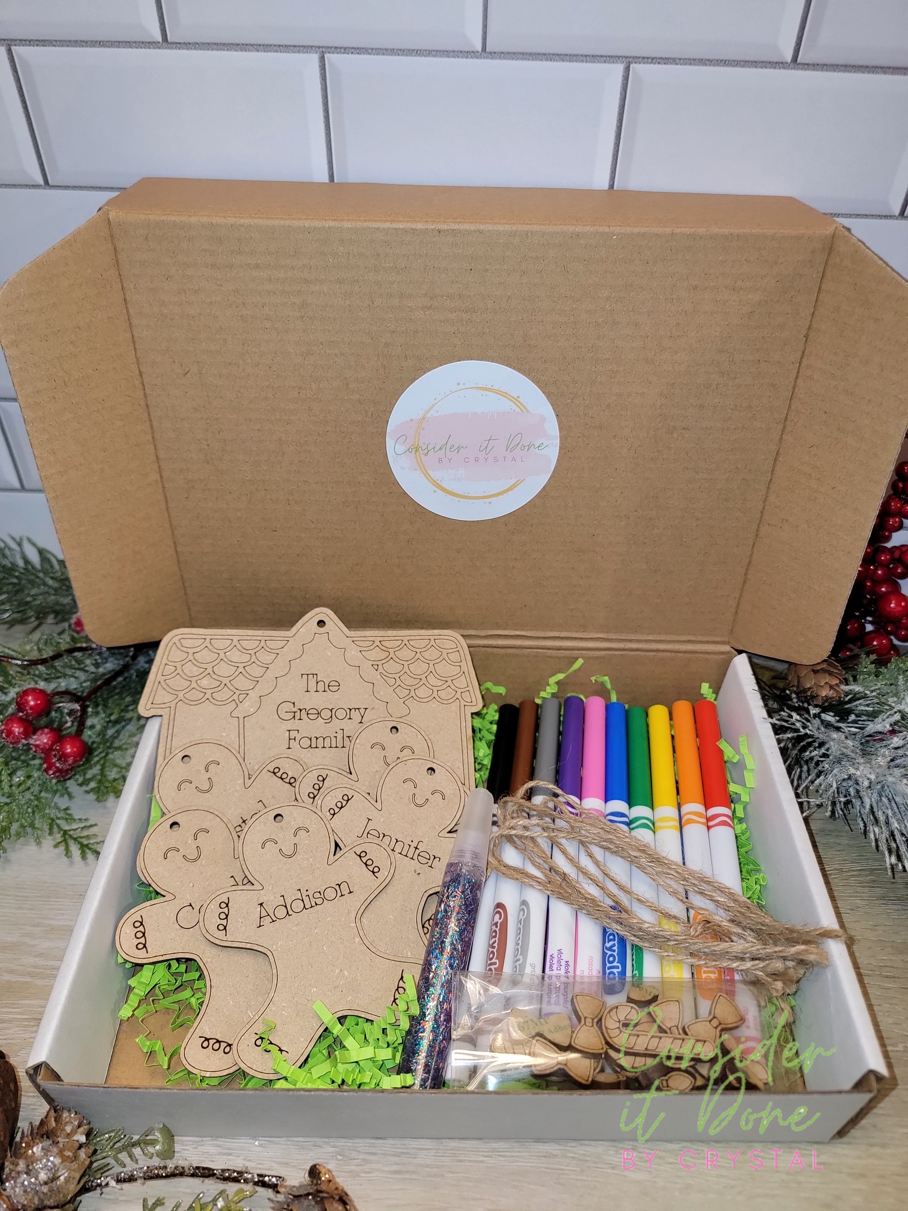 Gingerbread Family of Ornaments / DIY Color Kit / Custom & Personlized DIY Set