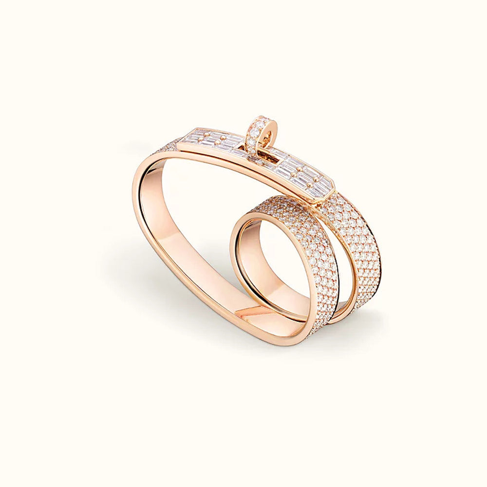 Hermes Kelly Gavroche Double 18K Gold Ring