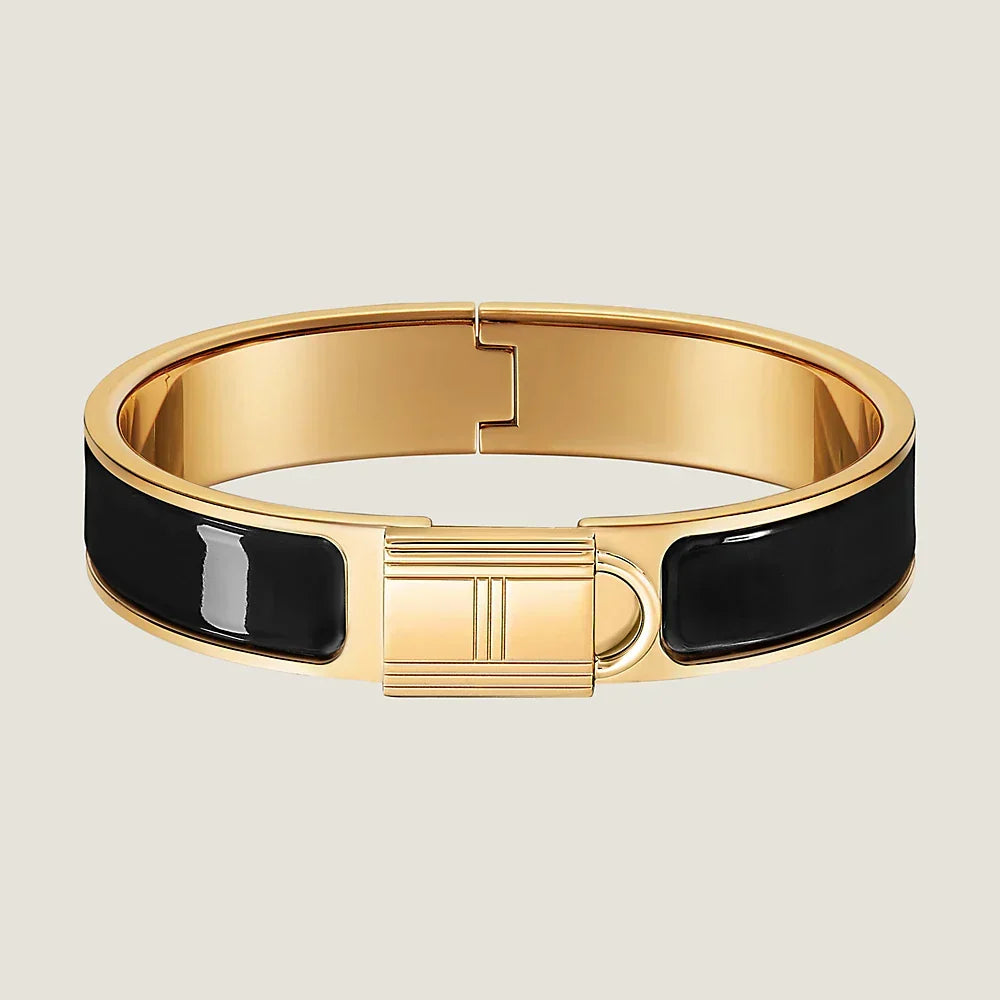 Hermes Clic Cadenas Black 18K Gold Bracelet