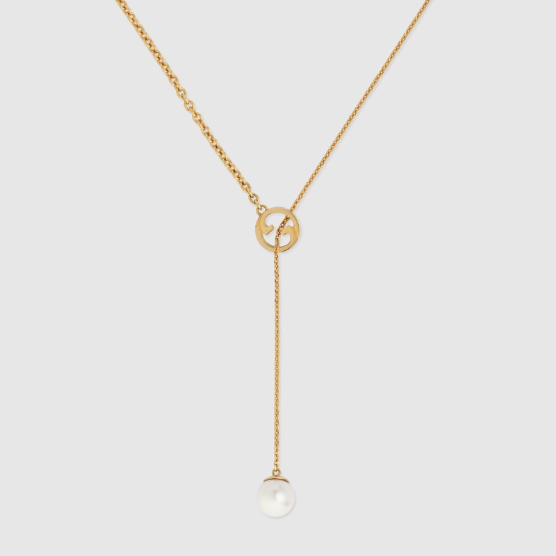 Gucci Double Blondie Pearl Drop 18K Gold Necklace