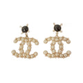 Chanel Pearl Pendant 18K Gold Earrings