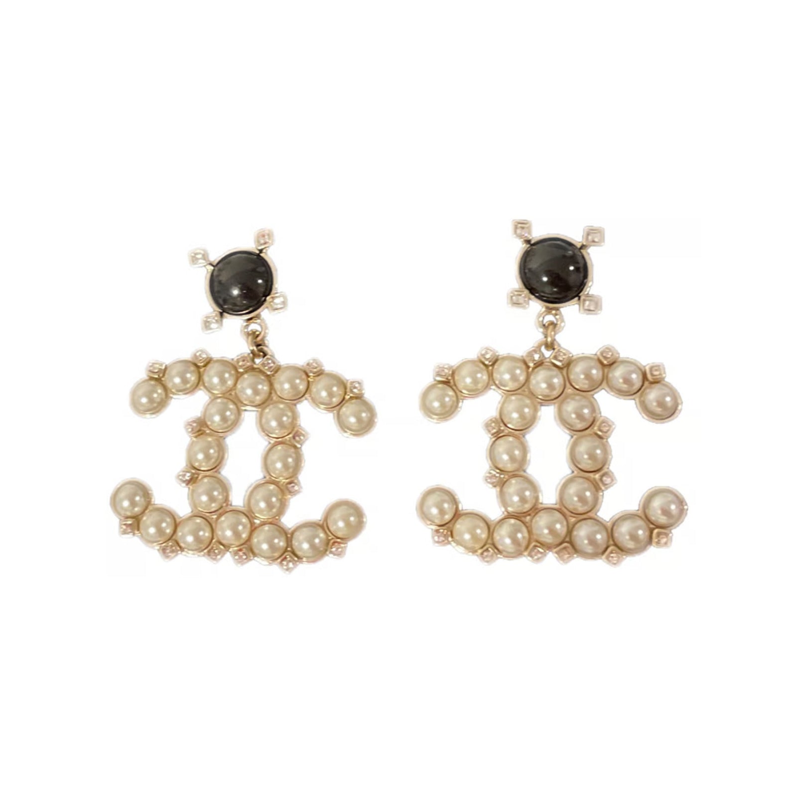 Chanel Pearl Pendant 18K Gold Earrings