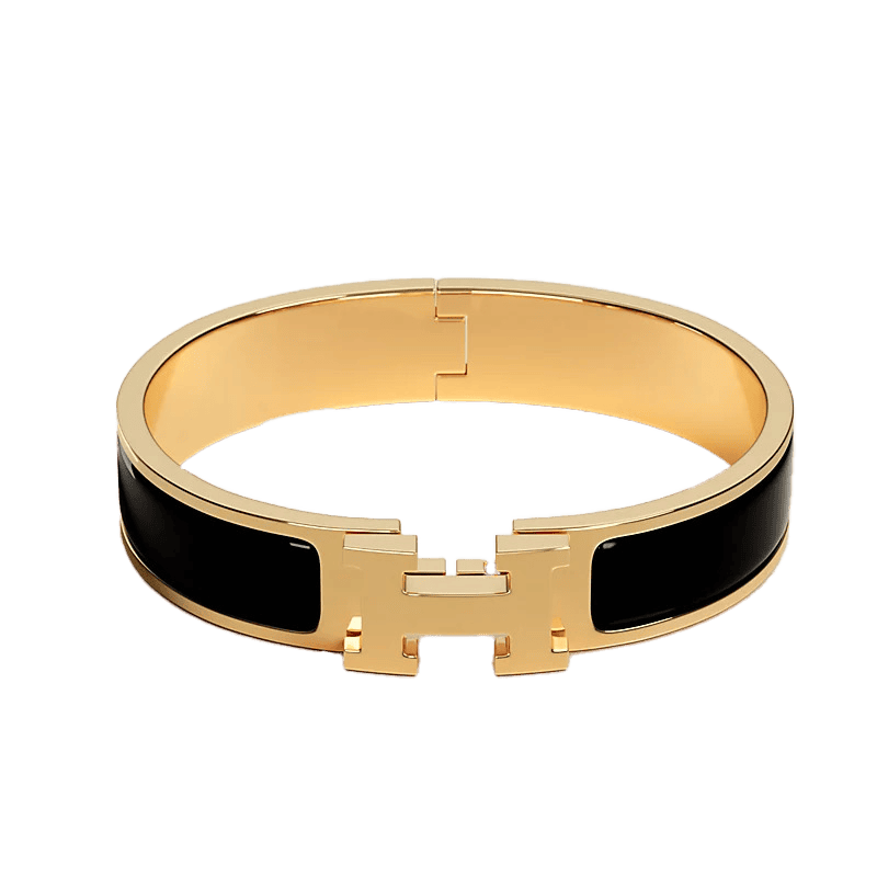 Hermes Clic Black 18K Gold Bracelet