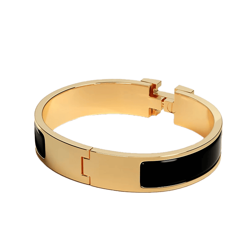 Hermes Clic Black 18K Gold Bracelet