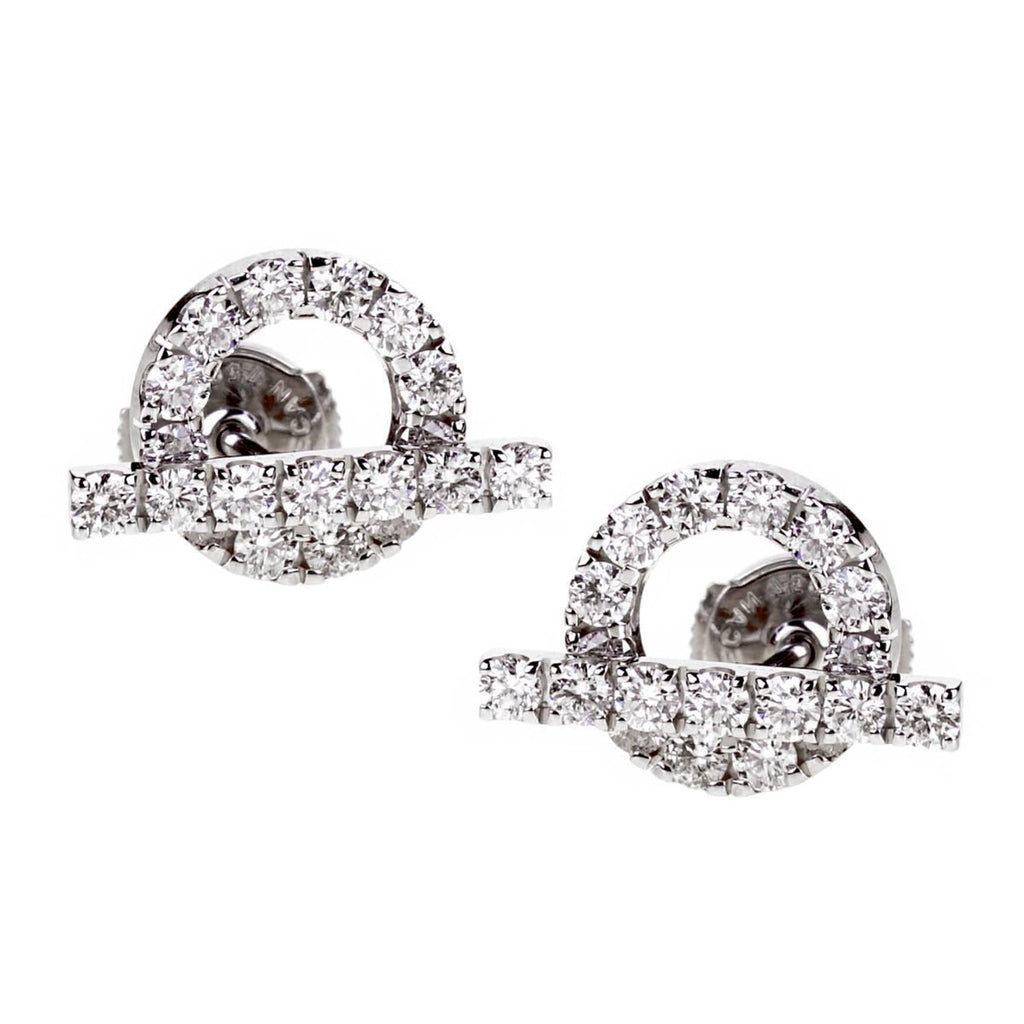Hermes Finesse Diamond Stud 18K Gold Earrings