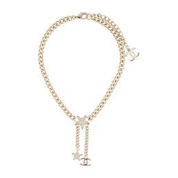 Chanel Rhinestone Star Chain 18K Gold Necklace
