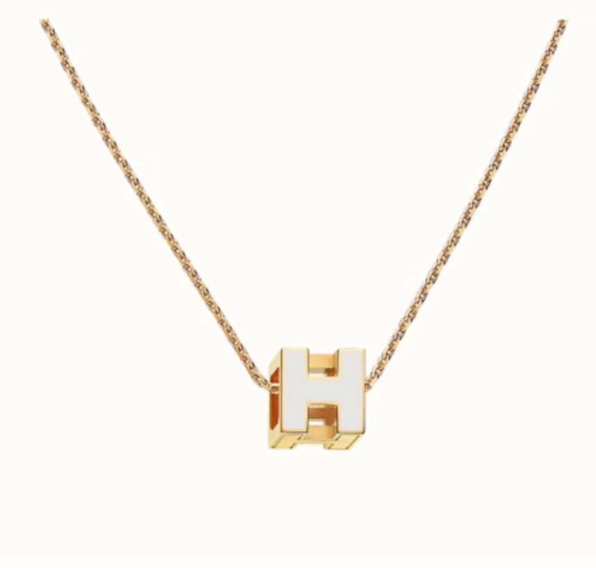 Hermes Cage D'H White 18K Gold Necklace