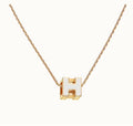 Hermes Cage D'H White 18K Gold Necklace