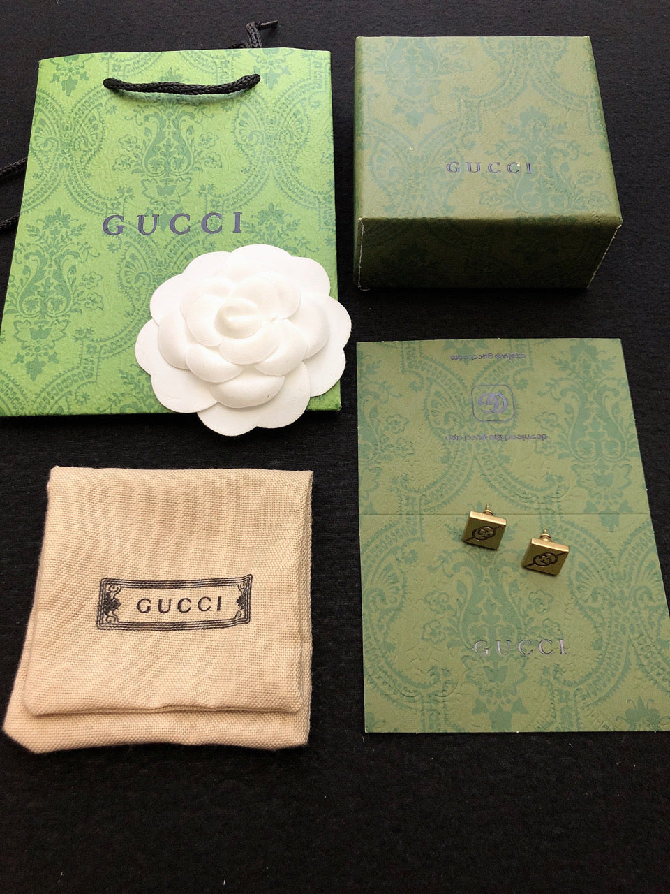 Gucci Double Cube 18K Gold Earrings