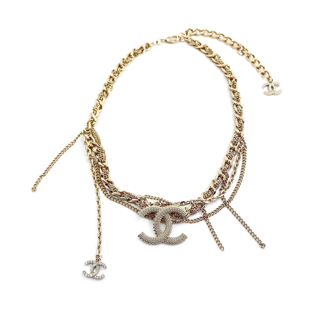 Chanel Crystals Choker 18K Gold Necklace