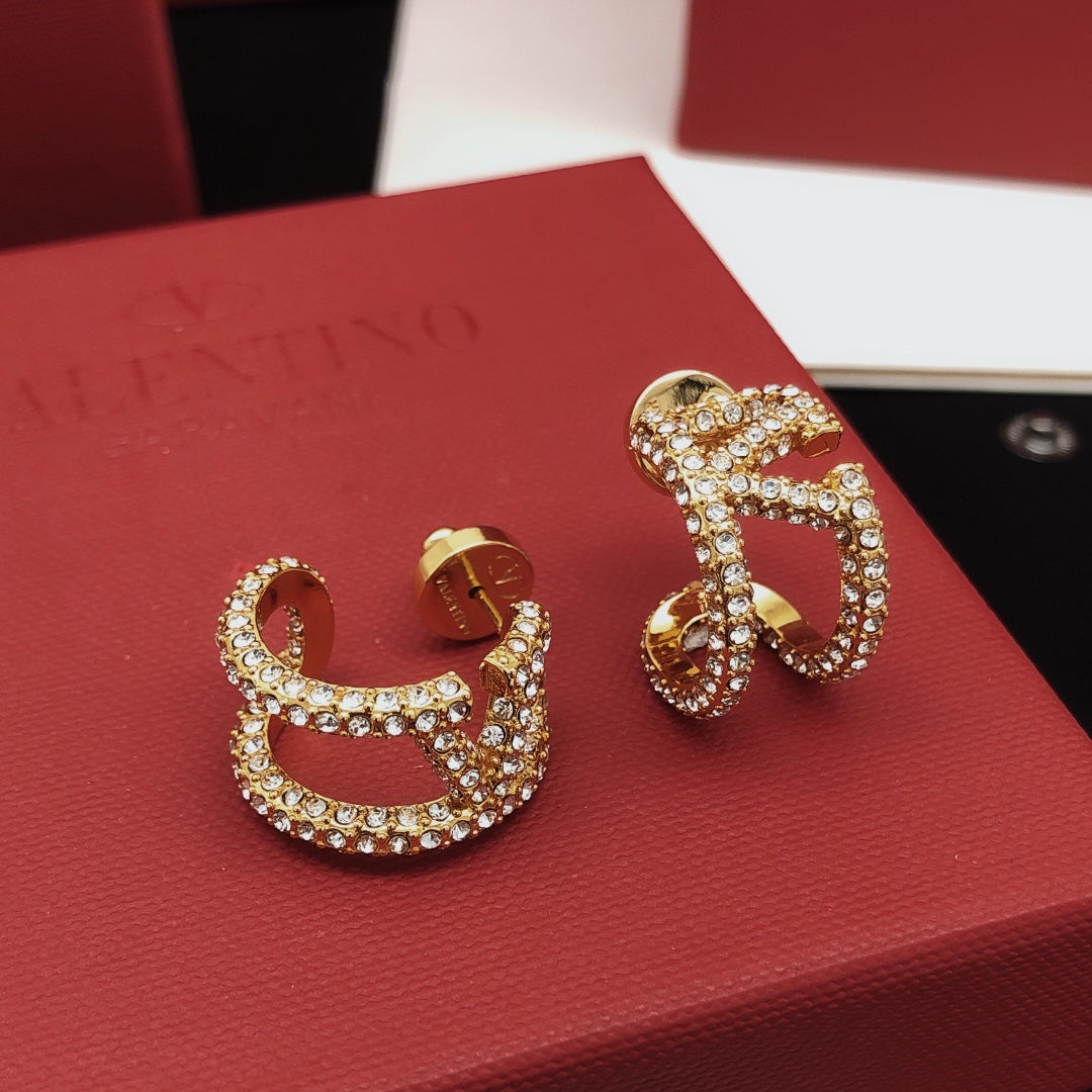 Valentino Diamonds Open 18K Gold Earrings