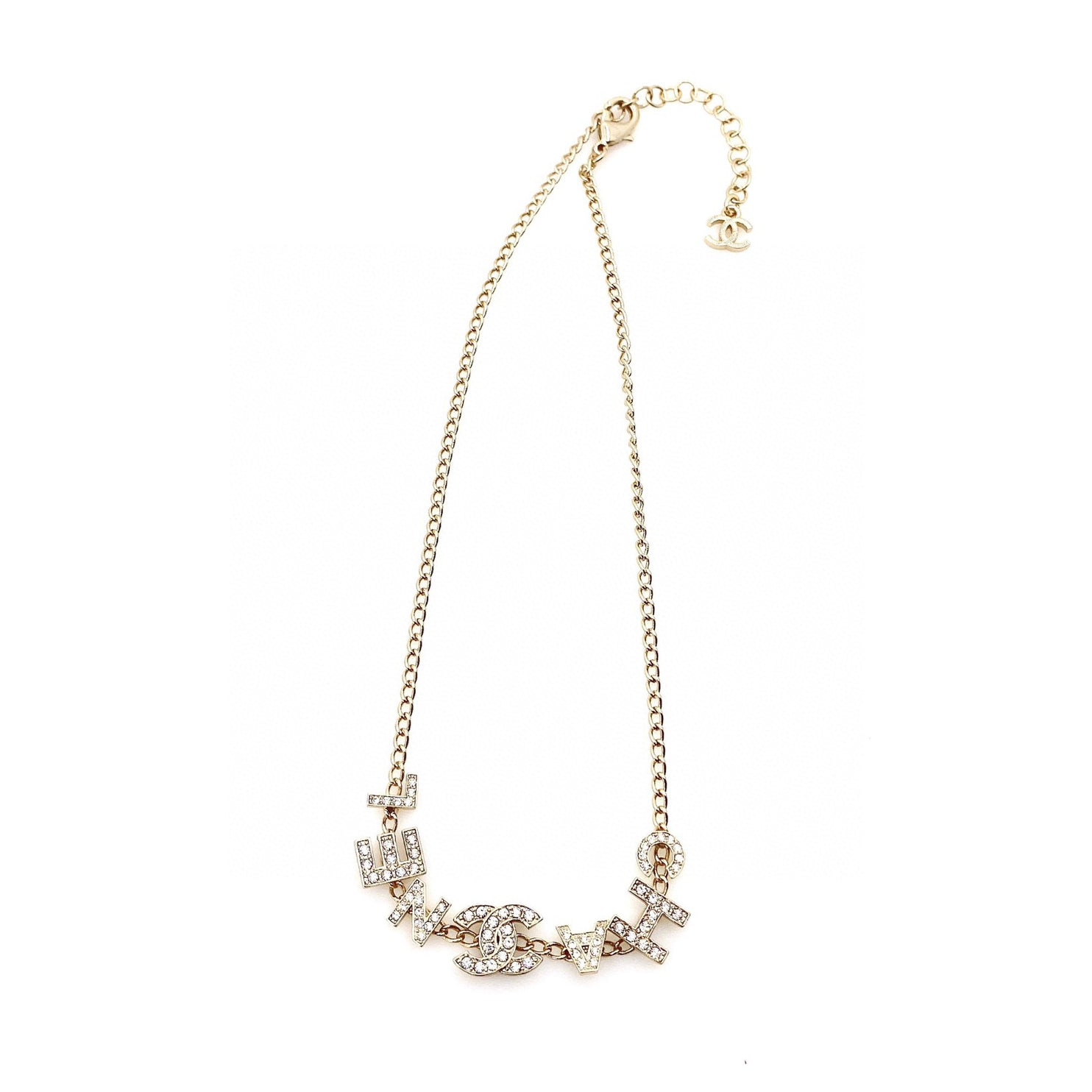 Chanel Script Diamonds 18K Gold Necklace