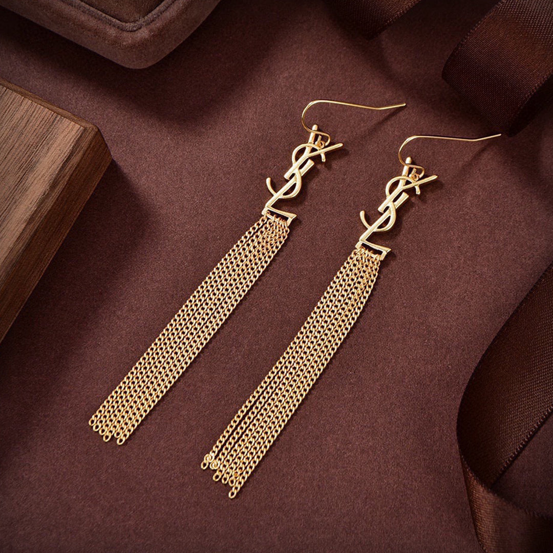 YSL Monogram Tassels 18K Gold Earrings