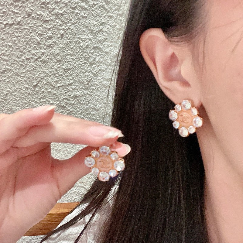 Chanel Color Flower Diamond 18K Gold Earrings