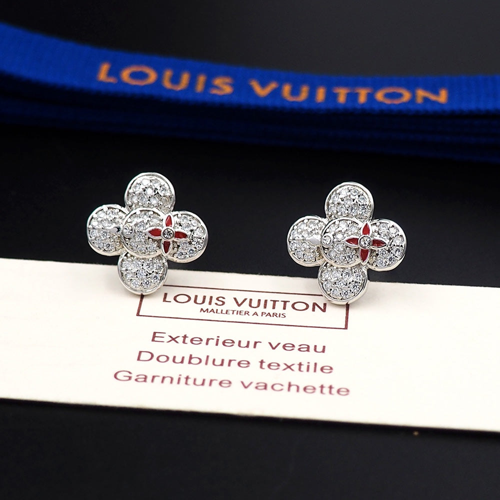 Louis Vuitton Vivienne Diamond 18K Gold Earrings