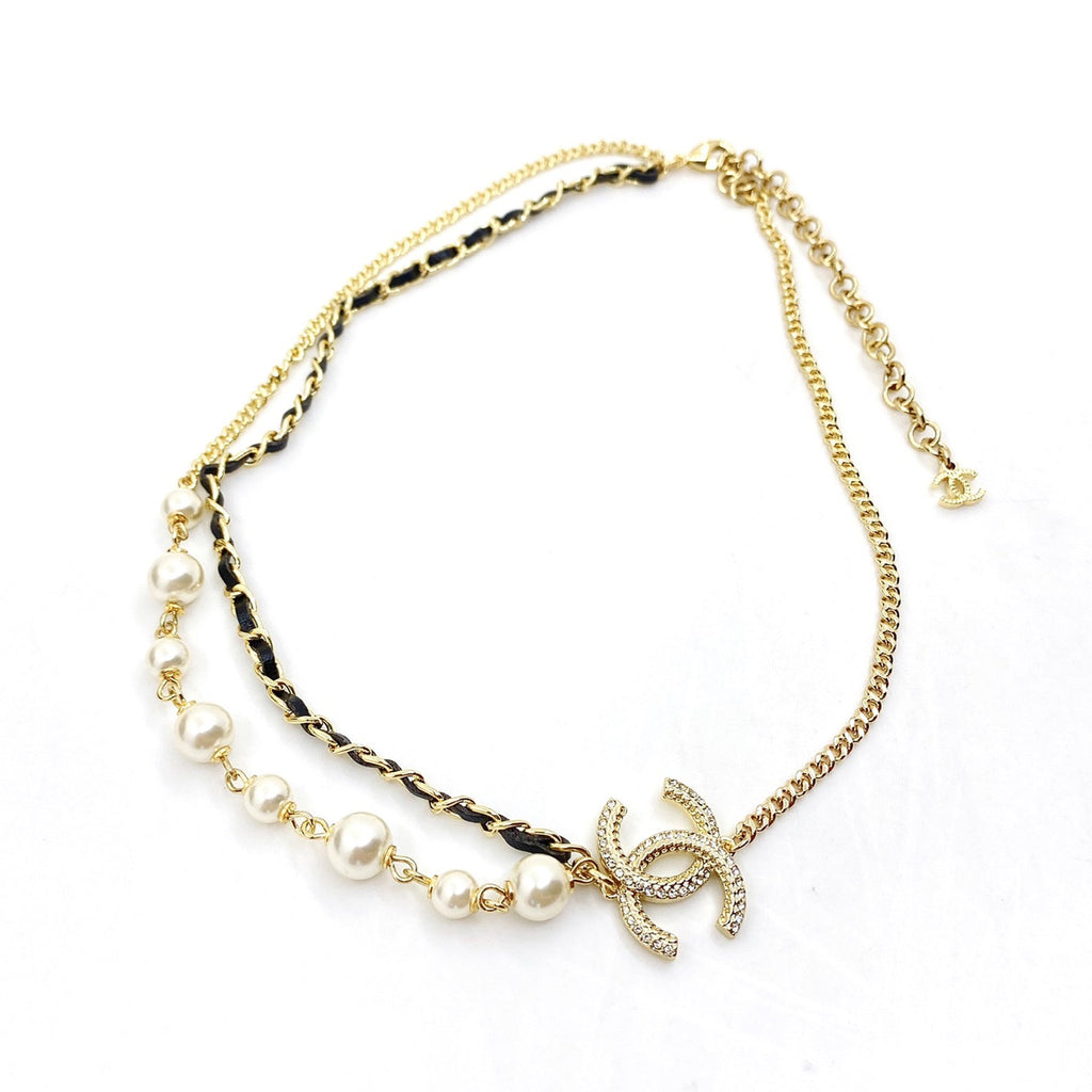 Chanel Pearls & Leather 18K Gold Necklace