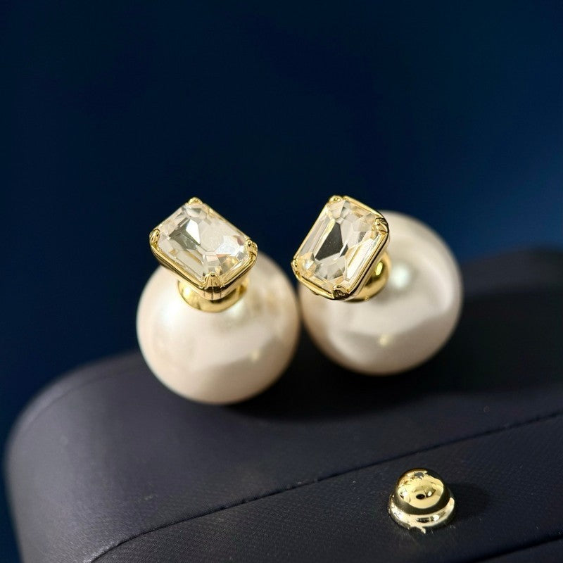 Dior Pearl Crystal 18K Gold Earrings