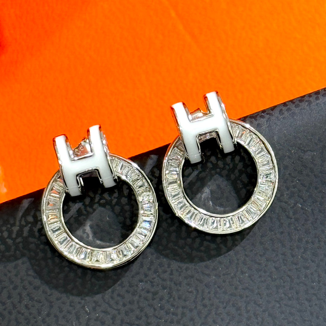 Hermes Clic Diamond 18K Gold Earrings