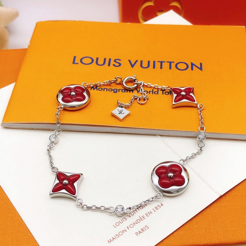 Louis Vuitton Blossom Red Flower 18K Gold Bracelet