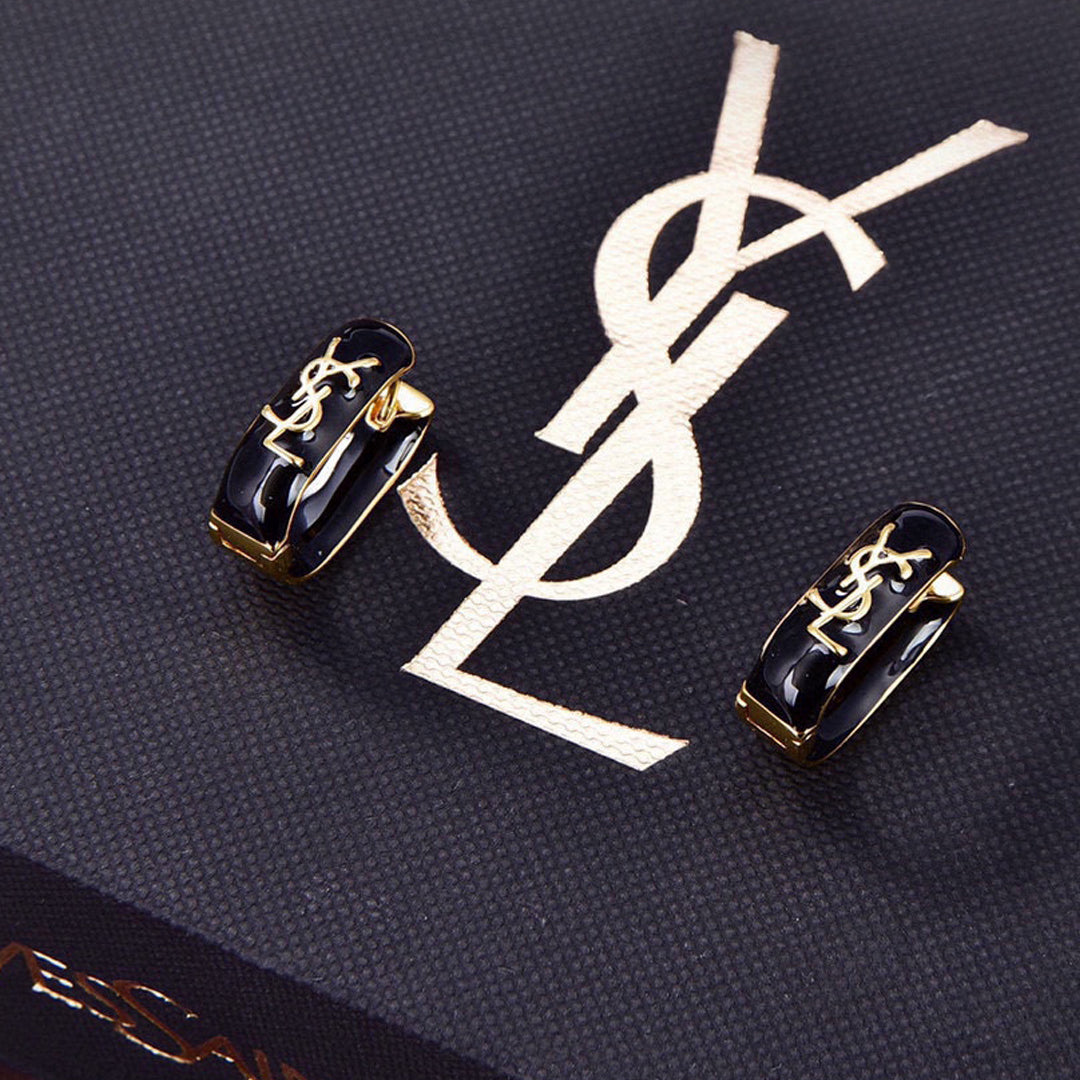 YSL Black 18K Gold Earrings