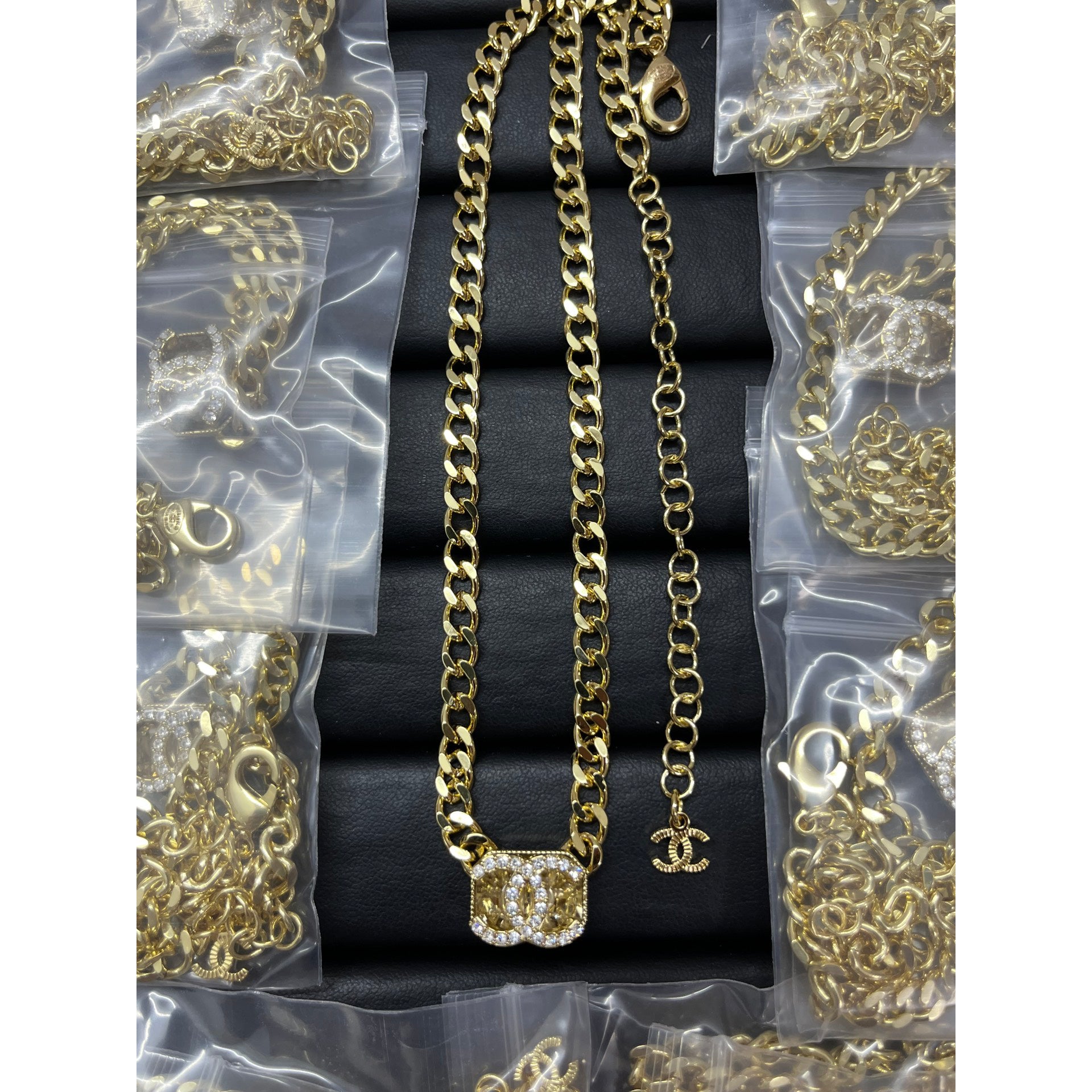 Chanel Crystals Chain 18K Gold Necklace