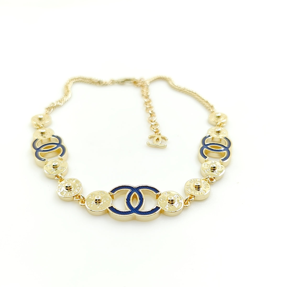 Chanel Blue Choker 18K Gold Necklace