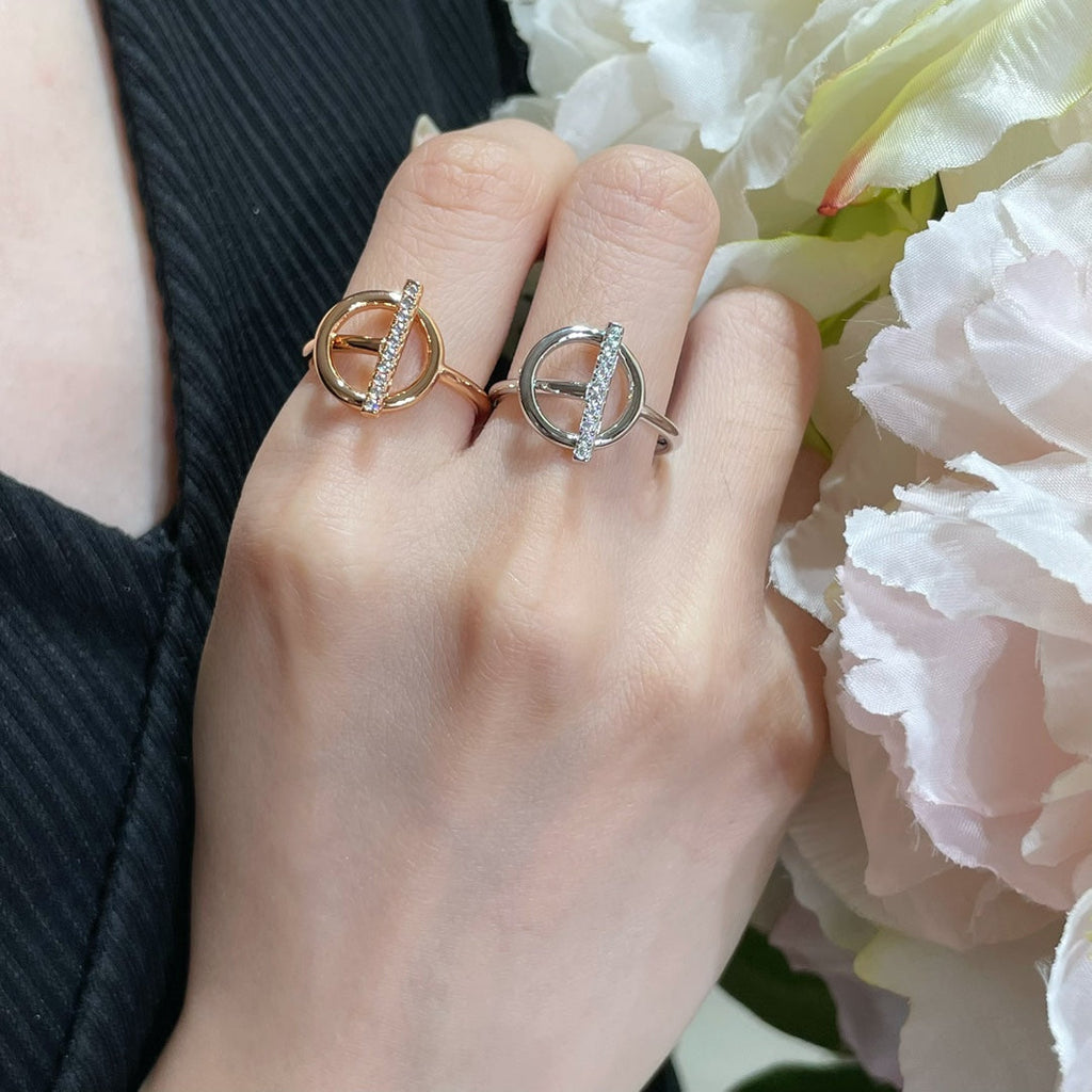 Hermes Echappee Diamond 18K Gold Ring