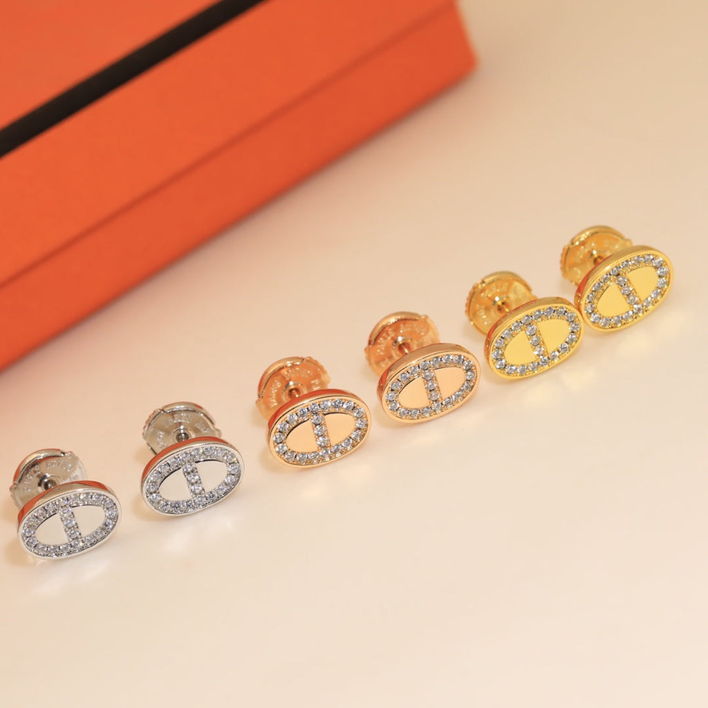 Hermes Mini Farandole Diamond 18K Gold Earrings