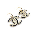 Chanel Pendant Leather 18K Gold Earrings