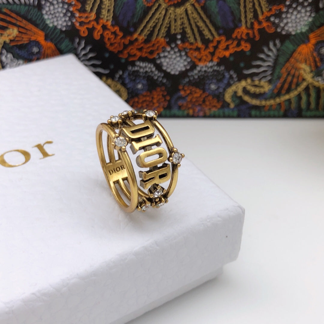 Dior Vintage Crystals 18K Gold Ring