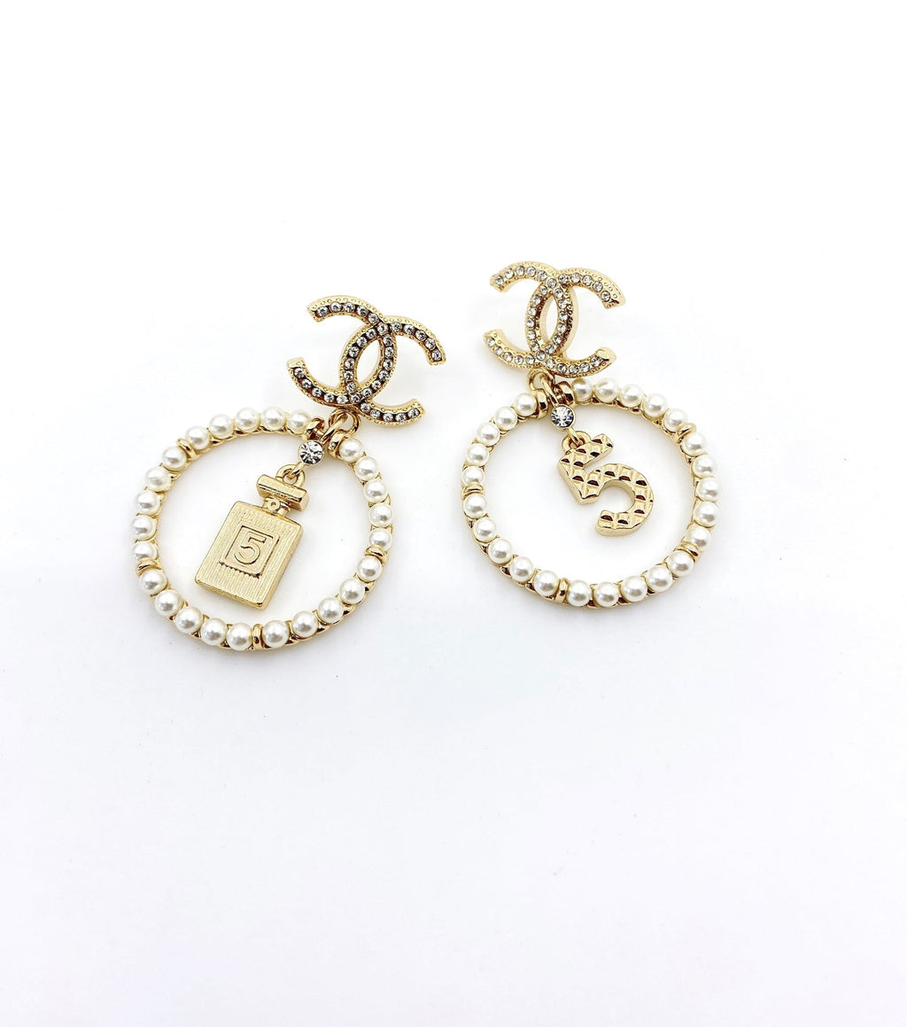 Chanel No.5 Perfume Bottle 18K Gold Earrings