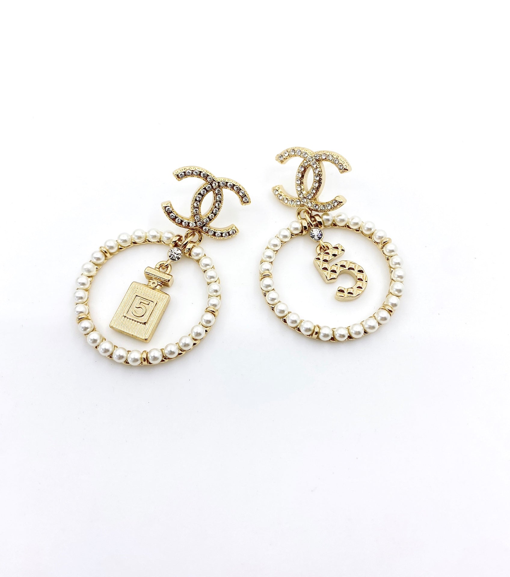 Chanel No.5 Perfume Bottle 18K Gold Earrings