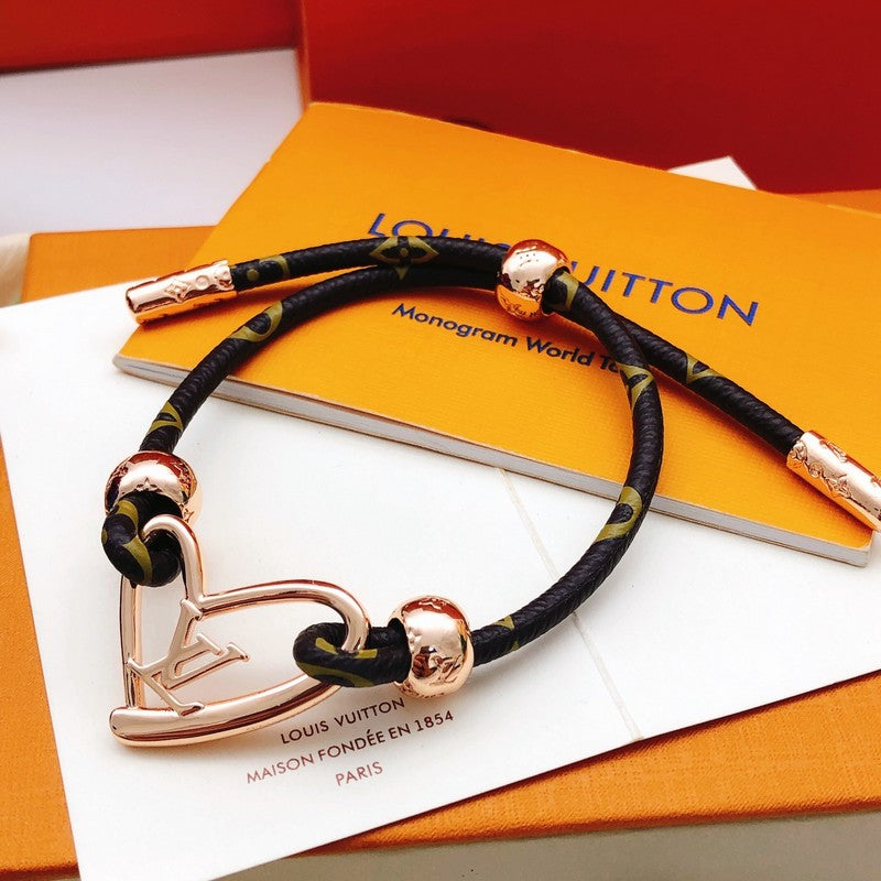 Louis Vuitton Heart Charm 18K Gold Bracelet