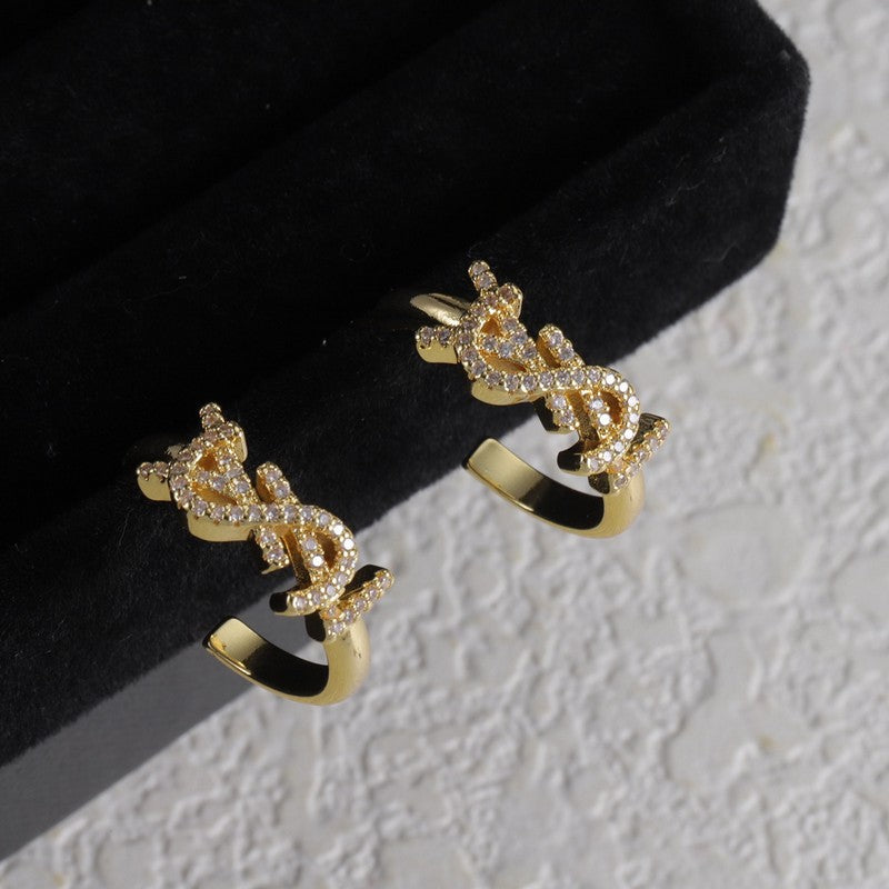 YSL Gold Diamond Circle 18K Gold Earrings