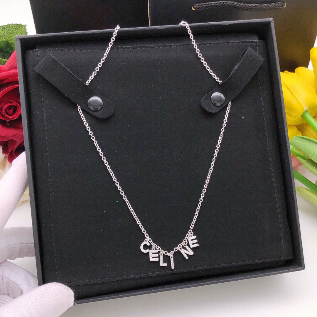 Celine Script 18K Gold Necklace