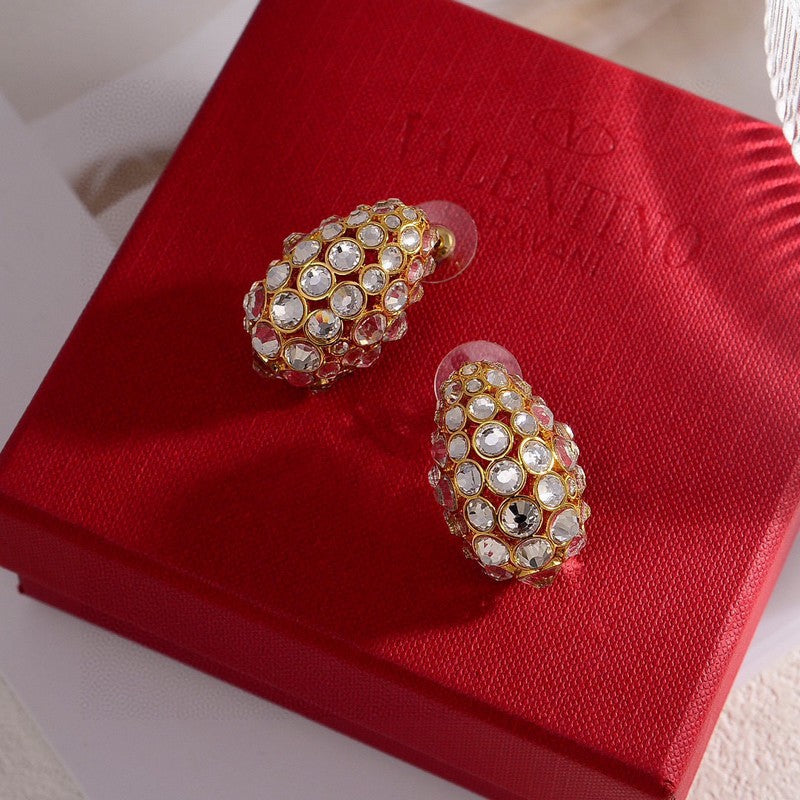 Valentino Crystal 18K Gold Earrings