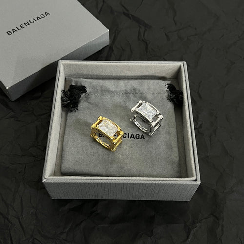 Balenciaga Crystal 18K Gold Ring