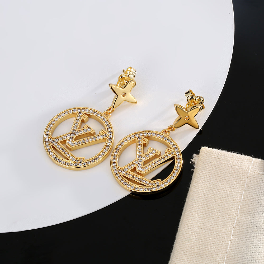 Louis Vuitton Star Pendant 18K Gold Earrings