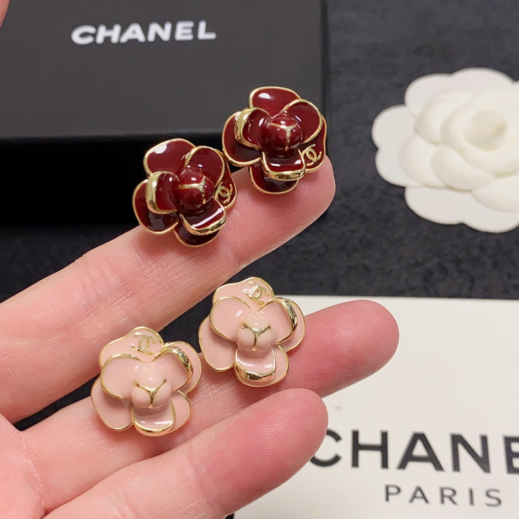 Chanel Camellia 18K Gold Earrings