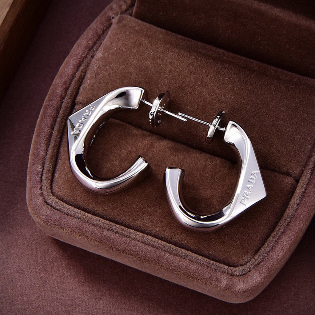 Prada Triangle Open 18K Gold Earrings