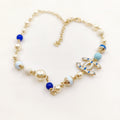 Chanel Blue & White Pearls 18K Gold Necklace