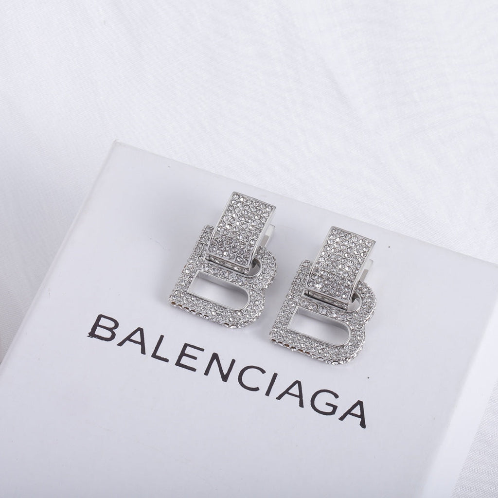 Balenciaga Hourglass Diamond 18K Gold Earrings