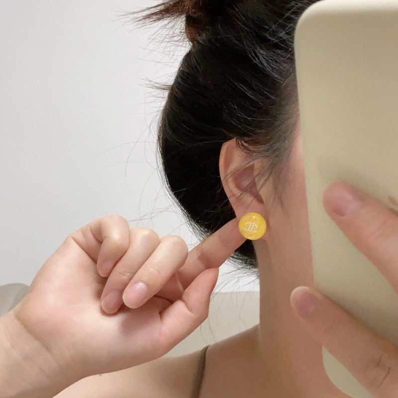 Chanel Yellow Round 18K Gold Earrings