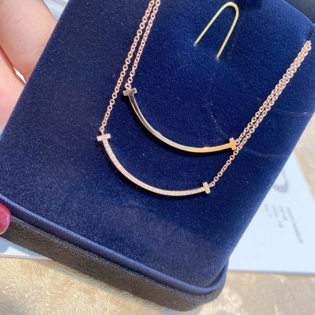 Tiffany Medium Diamond Pendant 18K Gold Necklace