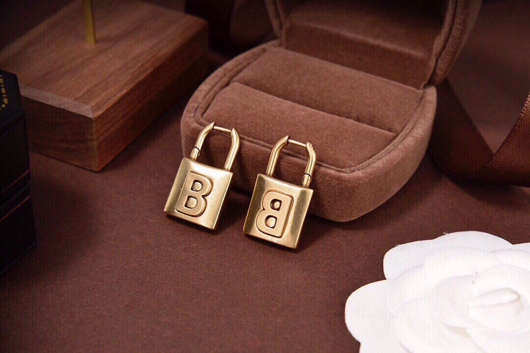 Balenciaga Gold Small Lock 18K Gold Earrings