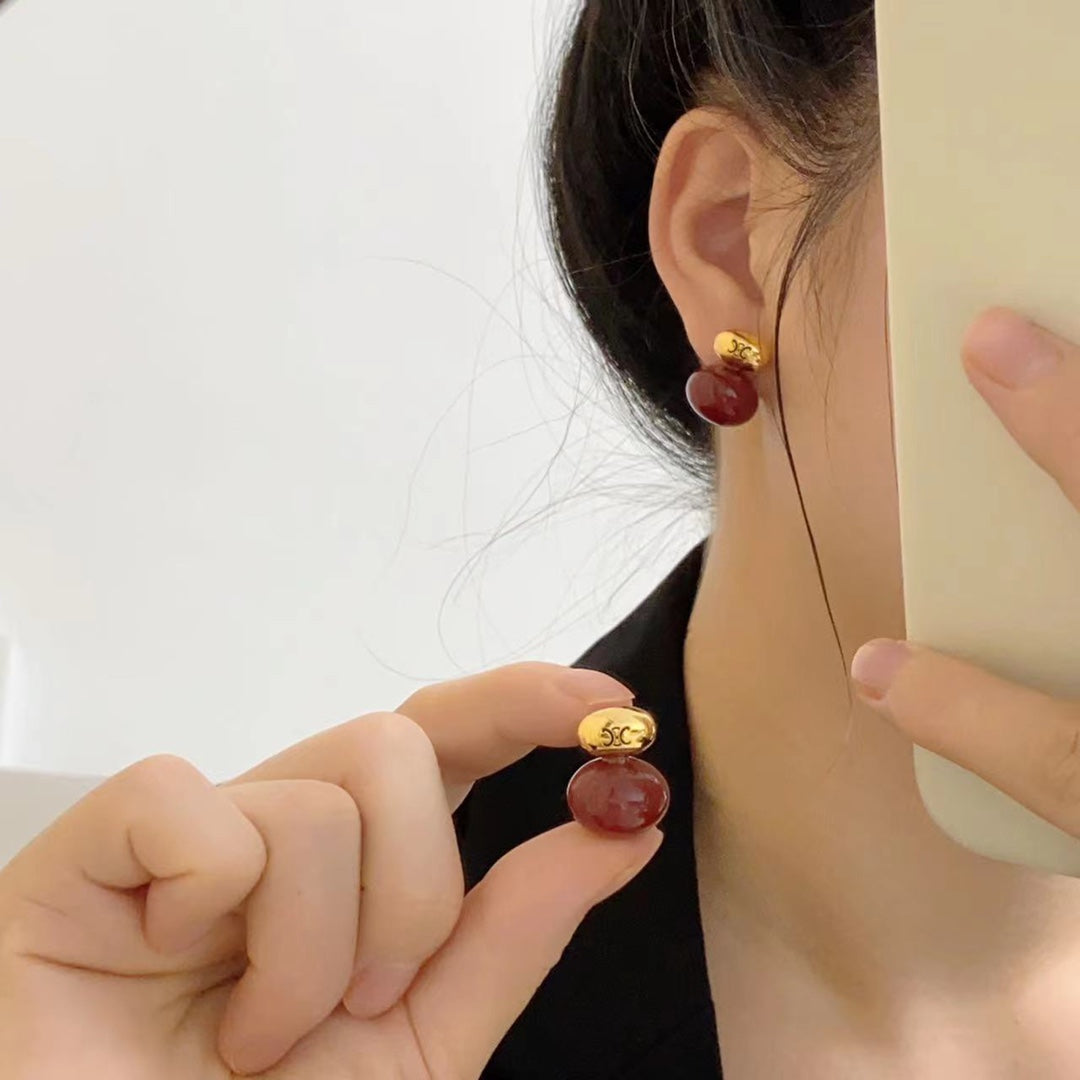 Celine Red 18K Gold Earrings