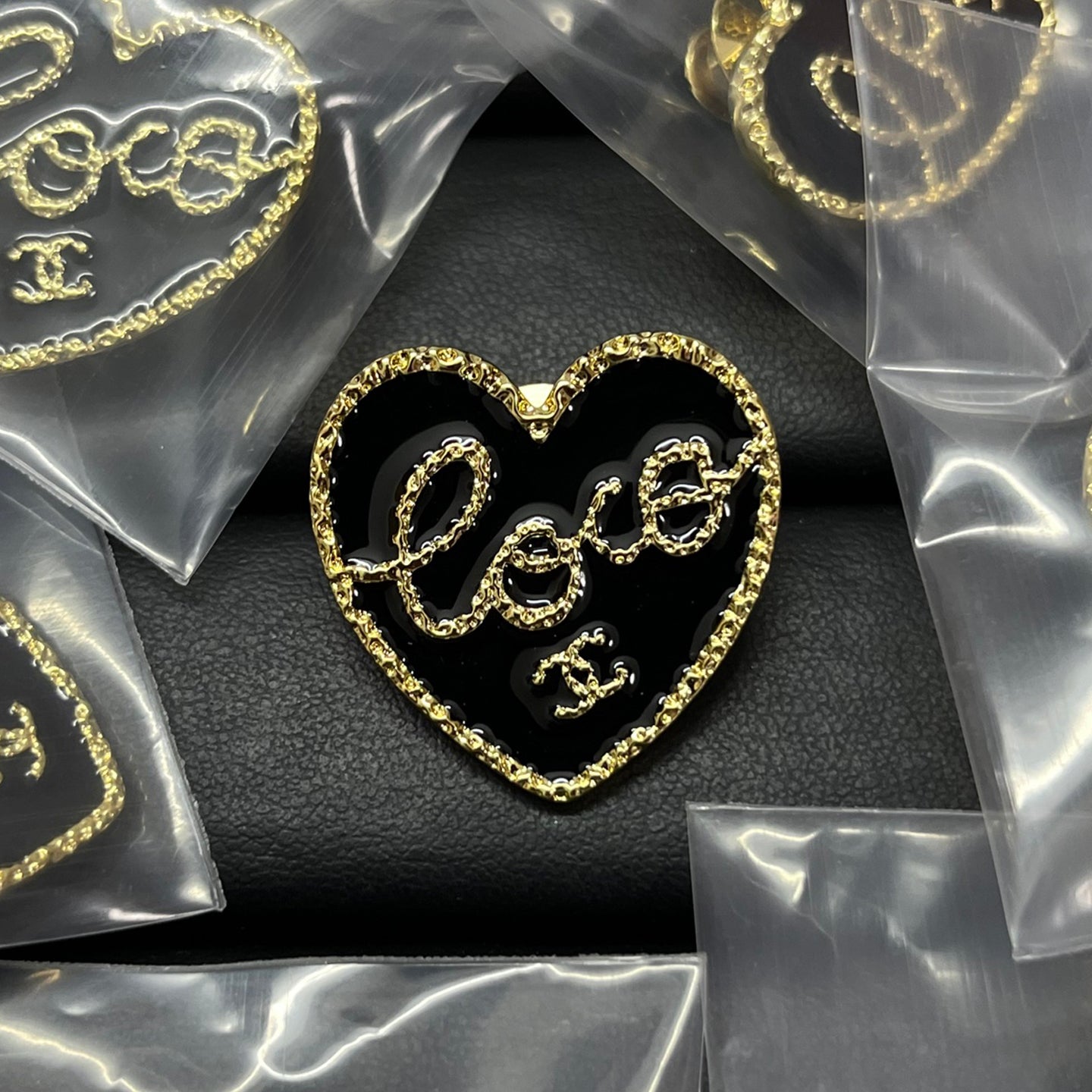 Chanel Black Heart 18K Gold Brooch