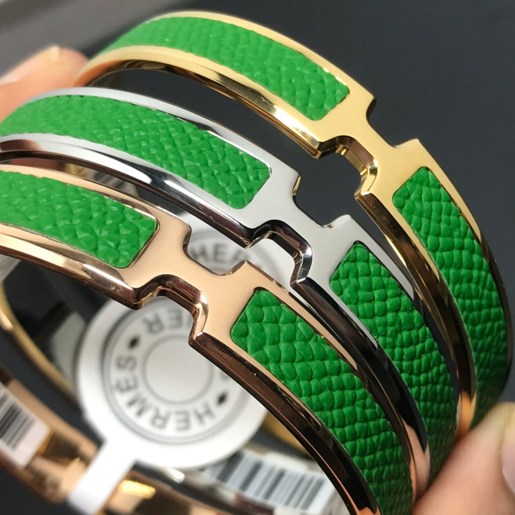 Hermes Olympe Green 18K Gold Bracelet