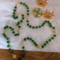 Chanel Long Green & White Pearls 18K Gold Necklace